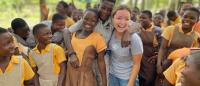Nursing student in crowd of students during Global clinical integration